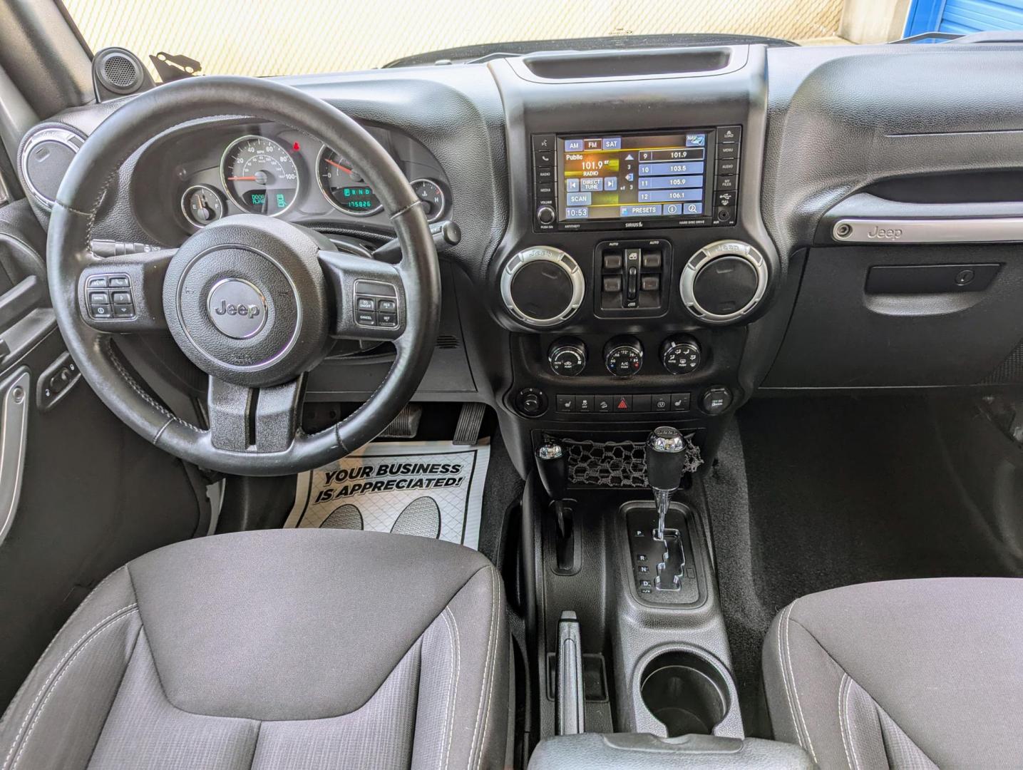 2013 Silver Metallic /Black Jeep Wrangler Unlimited Sahara 4WD (1C4BJWEG3DL) with an 3.6L V6 DOHC 24V FFV engine, Automatic transmission, located at 603 Amelia Street, Plymouth, MI, 48170, (734) 459-5520, 42.378841, -83.464546 - Vehicles shown by appointment - Please call ahead - 734-459-5520, text 734-658-4573 or contact us via our web site at: http://www.selectmotors.com for complete Inventory, Photos, Videos and FREE Carfax Reports. 2013 Jeep Wrangler Unlimited Sahara. Billet Silver Metallic with black interior, 175K - Photo#10