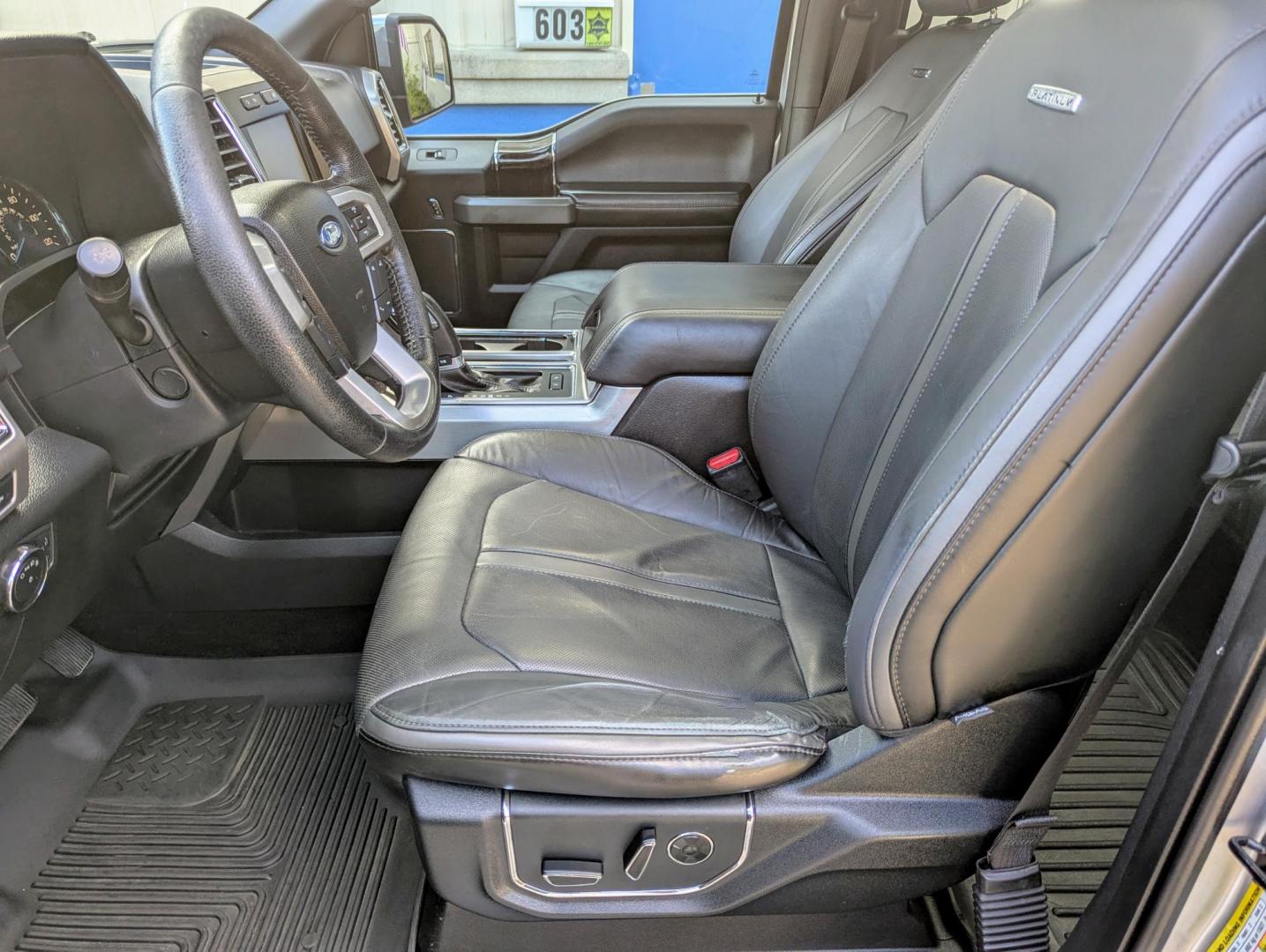 2015 Silver Metallic /Black Leather Ford F-150 Platinum SuperCrew 6.5-ft. Bed 4WD (1FTEW1EG7FF) with an 3.5L V6 TURBO engine, 6-Speed Automatic transmission, located at 603 Amelia Street, Plymouth, MI, 48170, (734) 459-5520, 42.378841, -83.464546 - Vehicles shown by appointment - Please call ahead - 734-459-5520, text 734-658-4573 or contact us via our web site at: http://www.selectmotors.com for complete Inventory, Photos, Videos and FREE Carfax Reports. 2015 Ford F150 4 x 4 Super Crew Platinum, Ignot Silver Metallic with Black leather inter - Photo#4