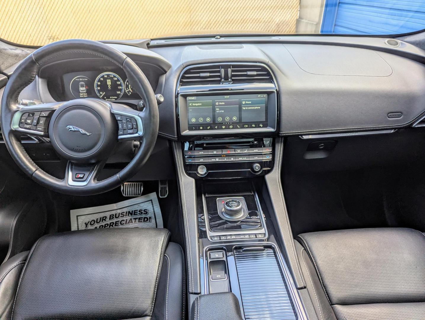 2018 Black /Ebony Jaguar F-Pace S (SADCM2FV3JA) with an 3.0L V6 DOHC 24V SUPERCHARGED engine, 8A transmission, located at 603 Amelia Street, Plymouth, MI, 48170, (734) 459-5520, 42.378841, -83.464546 - Vehicles shown by appointment - Please call ahead - 734-459-5520, text 734-658-4573 or contact us via our web site at: http://www.selectmotors.com for complete Inventory, Photos, Videos and FREE Carfax Reports. 2018 Jaguar F-Pace "S", Santorini Black Metallic with Ebony interior, One Owner, 72K - Photo#9
