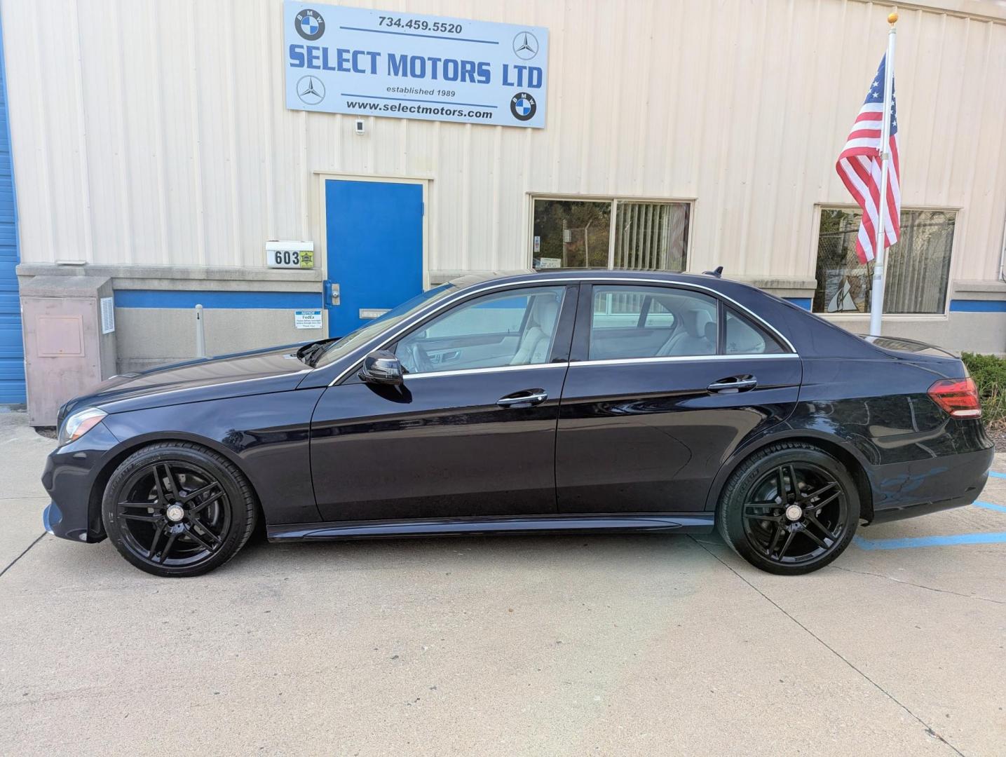 2014 Lunar Blue Metallic /Almond Mercedes-Benz E-Class E350 4MATIC Sedan (WDDHF8JB8EA) with an 3.5L V6 DOHC 24V engine, 7-Speed Automatic transmission, located at 603 Amelia Street, Plymouth, MI, 48170, (734) 459-5520, 42.378841, -83.464546 - Vehicles shown by appointment - Please call ahead - 734-459-5520, text 734-658-4573 or contact us via our web site at: http://www.selectmotors.com for complete Inventory, Photos, Videos and FREE Carfax Reports. 2014 Mercedes E350 Sport 4Matic, Lunar Blue Metallic with Almond interior, 123K miles, - Photo#2