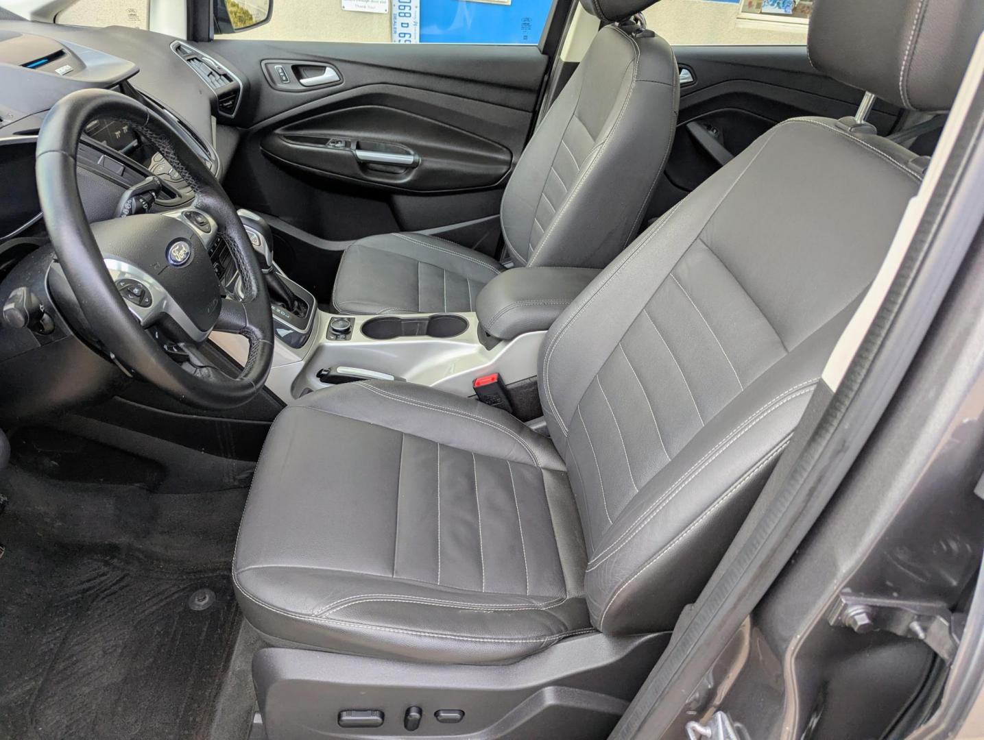 2013 Sterling Grey Metallic /Charcoal Black Leather Ford C-Max SEL (1FADP5BU3DL) with an 2.0L L4 DOHC 16V HYBRID engine, Continuously Variable Transmission transmission, located at 603 Amelia Street, Plymouth, MI, 48170, (734) 459-5520, 42.378841, -83.464546 - Photo#4