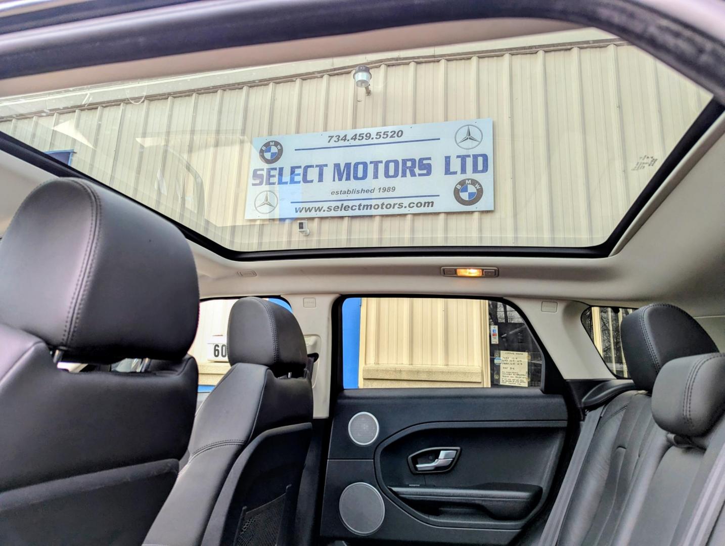 2013 Black /Ebony Leather Land Rover Range Rover Evoque Pure Premium 5-Door (SALVR2BG9DH) with an 2.0L L4 DOHC 24V TURBO engine, 6-Speed Automatic transmission, located at 603 Amelia Street, Plymouth, MI, 48170, (734) 459-5520, 42.378841, -83.464546 - Vehicles shown by appointment - Please call ahead - 734-459-5520, text 734-658-4573 or contact us via our web site at: http://www.selectmotors.com for complete Inventory, Photos, Videos and FREE Carfax Reports. 2013 Land Rover Range Rover Evoque Pure Premium, Santorini Black Metallic, Ebony lea - Photo#12