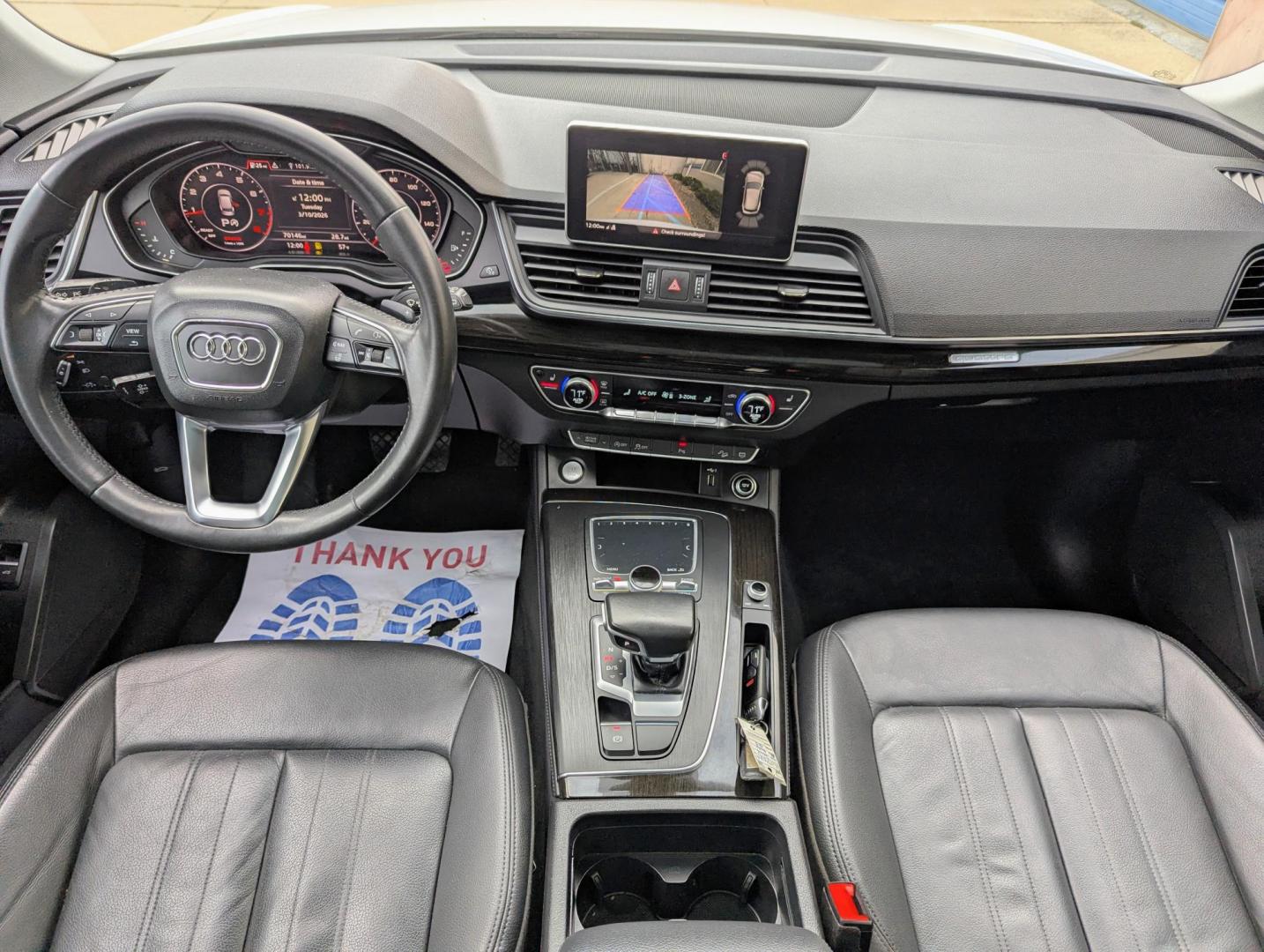 2019 White /Black Leather Audi Q5 2.0T Premium Plus quattro (WA1BNAFY4K2) with an 2.0L L4 DOHC 16V engine, 8A transmission, located at 603 Amelia Street, Plymouth, MI, 48170, (734) 459-5520, 42.378841, -83.464546 - Vehicles shown by appointment - Please call ahead - 734-459-5520, text 734-658-4573 or contact us via our web site at: http://www.selectmotors.com for complete Inventory, Photos, Videos and FREE Carfax Reports. 2019 Audi Q5 Quattro Premium Plus, Ibis White with Black leather interior, 70K one own - Photo#20