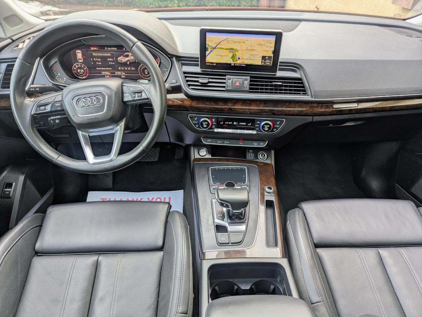 2018 Matador Red Metallic /Black Leather Audi Q5 2.0T Premium Plus quattro (WA1BNAFY9J2) with an 2.0L L4 DOHC 16V engine, 8A transmission, located at 603 Amelia Street, Plymouth, MI, 48170, (734) 459-5520, 42.378841, -83.464546 - Vehicles shown by appointment - Please call ahead - 734-459-5520, text 734-658-4573 or contact us via our web site at: http://www.selectmotors.com for complete Inventory, Photos, Videos and FREE Carfax Reports. 2018 Audi Q5 2.0T quattro Premium Plus, Matador Red Metallic, Black leather interior - Photo#10