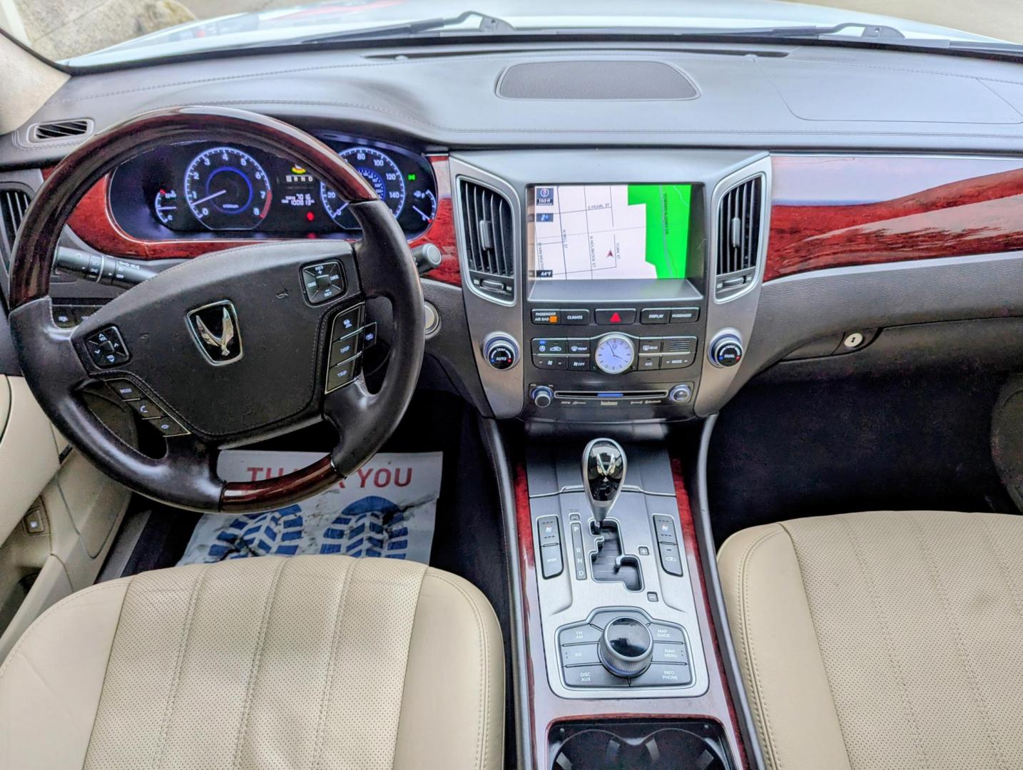 2013 White /Cashmere Hyundai Equus Signature (KMHGH4JH5DU) with an 5.0L V8 DOHC 32V engine, 6-Speed Automatic transmission, located at 603 Amelia Street, Plymouth, MI, 48170, (734) 459-5520, 42.378841, -83.464546 - Vehicles shown by appointment - Please call ahead - 734-459-5520, text 734-658-4573 or contact us via our web site at: http://www.selectmotors.com for complete Inventory, Photos, Videos and FREE Carfax Reports. 2013 Hyundai Equus Signature Edition, White Satin Pearl with Cashmere interior, 100K m - Photo#7