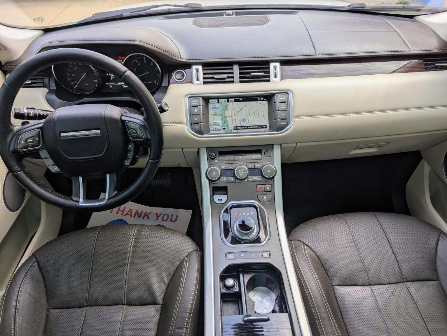 2015 White /Tan/Ivory/Espresso Land Rover Range Rover Evoque Prestige Premium 5-Door (SALVV2BG5FH) with an 2.0L L4 DOHC 24V TURBO engine, 9-Speed Automatic transmission, located at 603 Amelia Street, Plymouth, MI, 48170, (734) 459-5520, 42.378841, -83.464546 - Photo#10